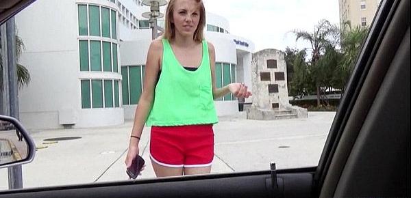  Teen Jenna Marie hitches a ride gives a bj and gets pounded